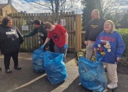 Residents and staff from Langdale House litterpicking