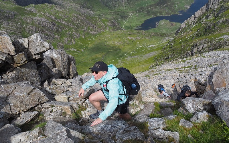 Cygnet's Commerical Director Lee Hammon climbing the Y Gribin ridge