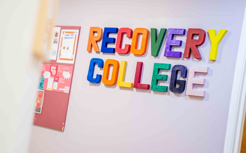 Recovery College sign at Cygnet Hospital Beckton