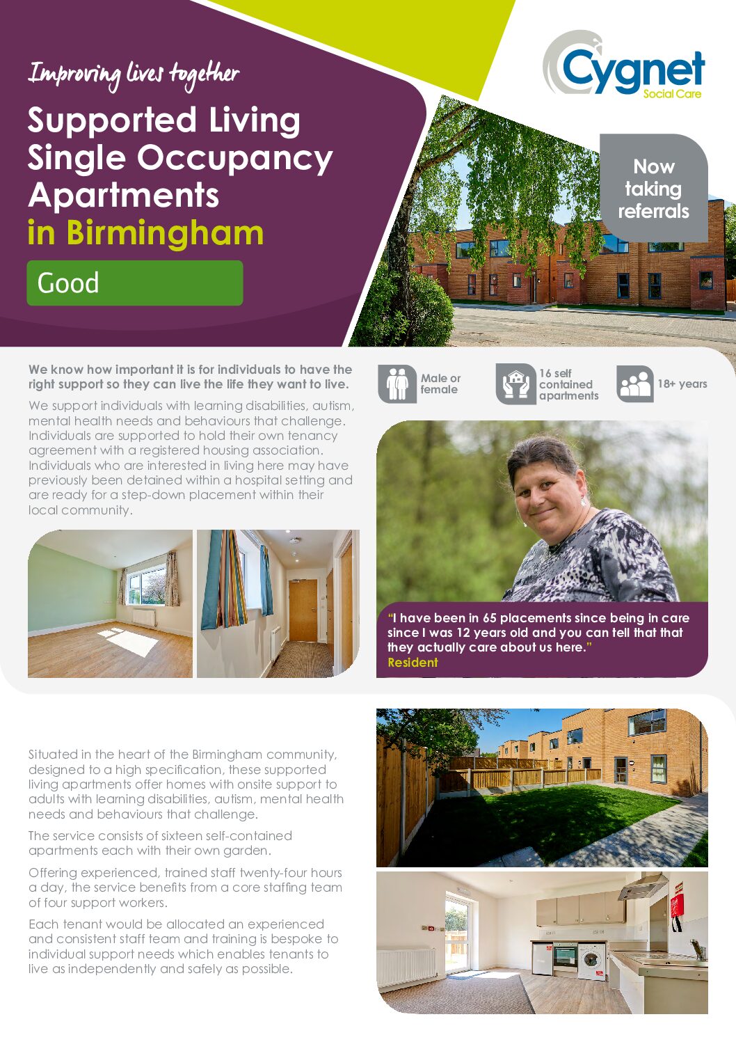 Download Supported Living in Birmingham flyer PDF