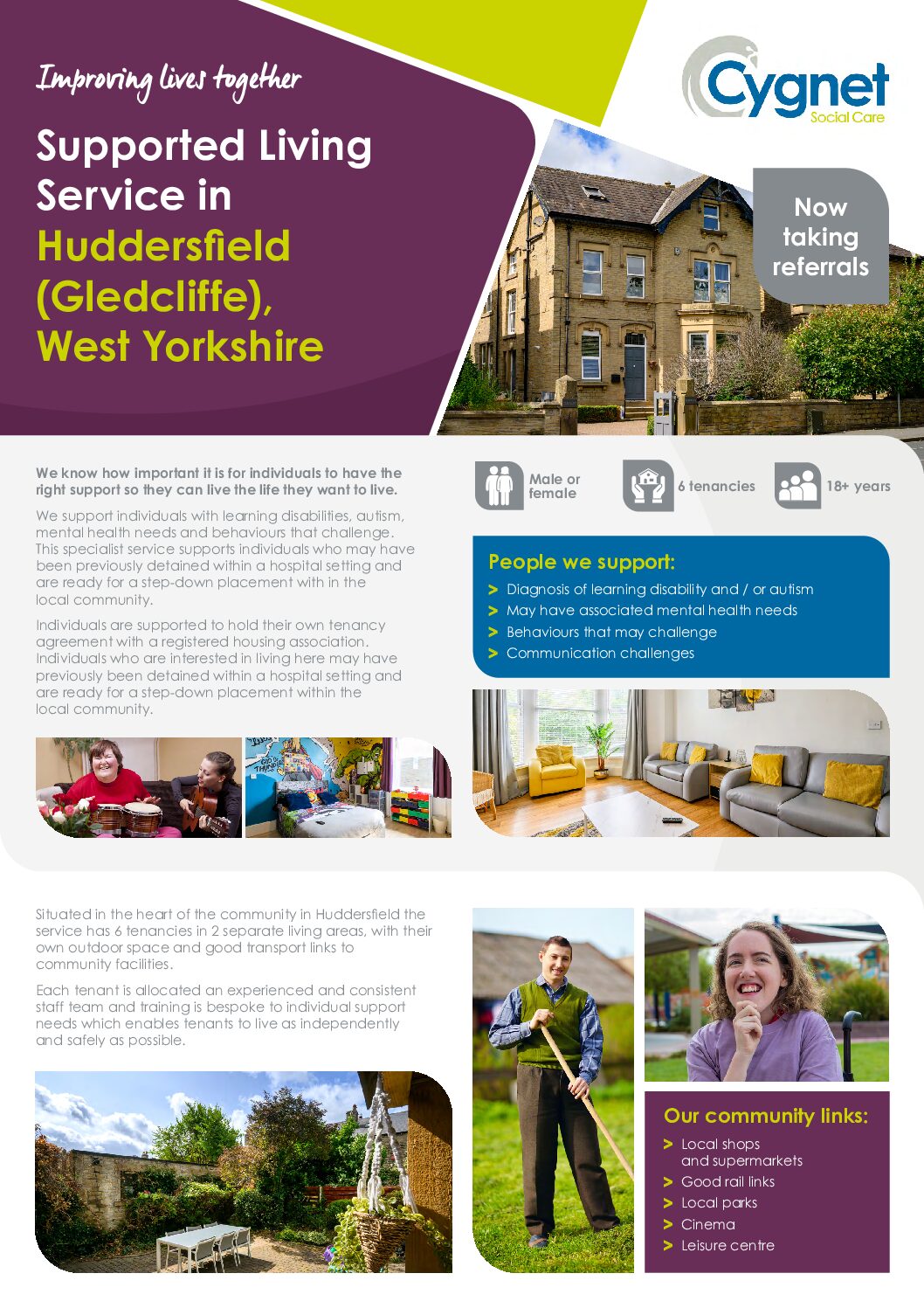 Download Supporting Living in Huddersfield (Gledcliffe) flyer PDF